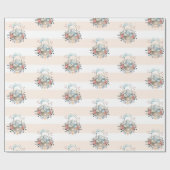 卵と花が入ったかごの中のかわいいかわいらしバニー ラッピングペーパー (フラット)