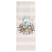 卵と花が入ったかごの中のかわいいかわいらしバニー ワインギフトバッグ (裏面)