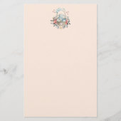 卵と花が入ったかごの中のかわいいかわいらしバニー 便箋 (正面)