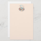 卵と花が入ったかごの中のかわいいかわいらしバニー 便箋 (正面/裏面)