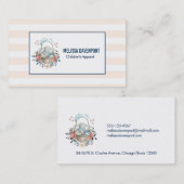 卵と花が入ったかごの中のかわいいかわいらしバニー 名刺 (正面/裏面)