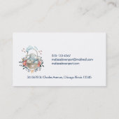 卵と花が入ったかごの中のかわいいかわいらしバニー 名刺 (裏面)