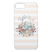 卵と花が入ったかごの中のかわいいかわいらしバニー Case-Mate iPhoneケース (裏面)