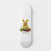 卵と花が咲くかわいいイースターウサギ スケートボード (正面)