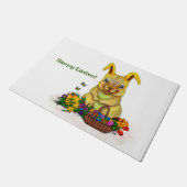 卵と花が咲くかわいいイースターウサギ ドアマット (アングル)