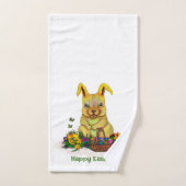 卵と花が咲くかわいいイースターウサギ バスタオルセット (ハンドタオル)