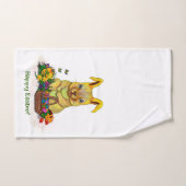 卵と花が咲くかわいいイースターウサギ バスタオルセット (ハンドタオル)