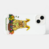 卵と花が咲くかわいいイースターウサギ iPhoneケース (裏面横)