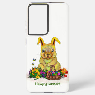 卵と花が咲くかわいいイースターウサギ SAMSUNG GALAXY S21+ケース