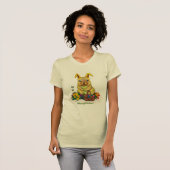 卵と花が咲くかわいいイースターウサギ Tシャツ (正面フル)