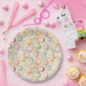 卵と花と鳥のイースターの背景 ペーパープレート (パーティー)