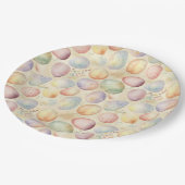 卵と花と鳥のイースターの背景 ペーパープレート (アングル)