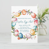 卵と花のリングや輪イースターエッグ狩り 招待状 (スタンド正面)