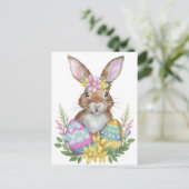 卵と花を持つウサギ シーズンポストカード (スタンド正面)