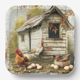 卵と鶏のPartyプレート ペーパープレート