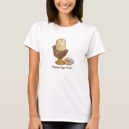 卵と鶏卵のカップでディッピーのヨークおもしろいスローガン Tシャツ