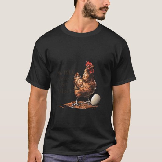 卵なしニワトリの才能 Funny Hen Egg Farm Pu Tシャツ (正面)