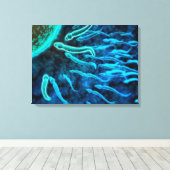 卵に向かって泳ぐ精子の顕微鏡的見解1 キャンバスプリント (インサイチュ (ウッドフロア))