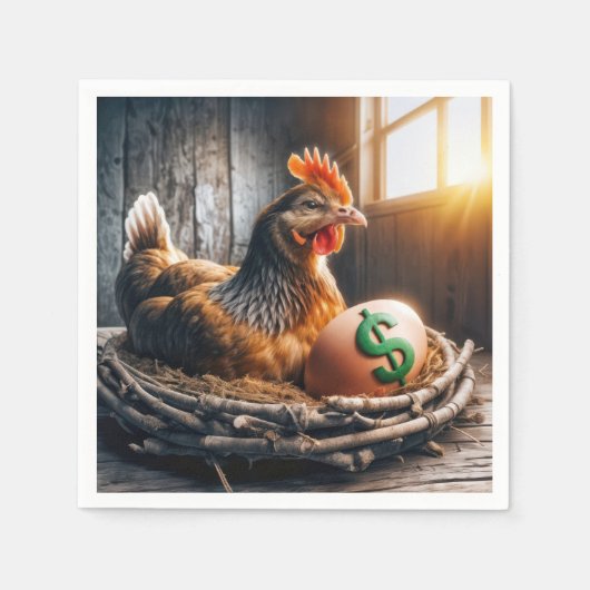 卵に緑のドル記号 スタンダードカクテルナプキン (正面)