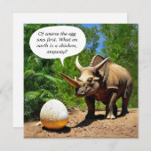 卵のおもしろいチキンジョーク恐竜のトリケラトプス ノートカード (正面/裏面)