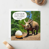 卵のおもしろいチキンジョーク恐竜のトリケラトプス ノートカード (正面/裏面インサイチュ)
