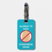 卵のアレルギーのてんとう虫の医学の注意深いラベル ラゲッジタグ (裏面縦)