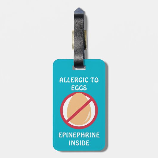 卵のアレルギーのてんとう虫の医学の注意深いラベル ラゲッジタグ (裏面縦)