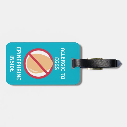 卵のアレルギーのてんとう虫の医学の注意深いラベル ラゲッジタグ (裏面横)