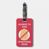 卵のアレルギー警報《昆虫》マルハナバチのパーソナライズな赤 ラゲッジタグ (裏面縦)