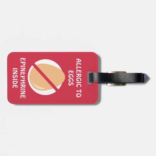 卵のアレルギー警報《昆虫》マルハナバチのパーソナライズな赤 ラゲッジタグ (裏面横)