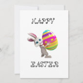 卵のイースターカードを持っているかわいいイースターバニー シーズンカード (正面)