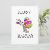 卵のイースターカードを持っているかわいいイースターバニー シーズンカード (スタンド正面)