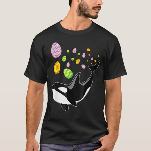 卵のイースターデーの男の子としてのオルカ子供へホエールキラー Tシャツ (正面)