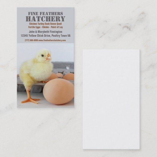 卵のカートンの鶏のふ化場のひよこ 名刺 (正面/裏面)