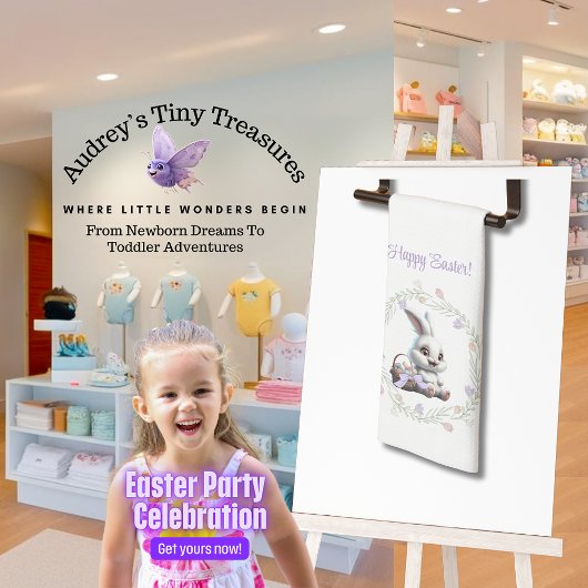 卵のキッチンタオルのバスケットとイースターバニー キッチンタオル