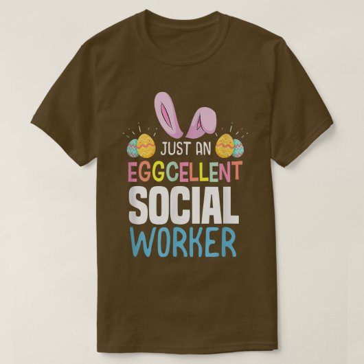 卵のソーシャルワーカーイースターエッグバニー耳 Tシャツ (デザイン正面)