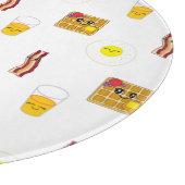 卵のフライ、ベーコン、ワッフル、オレンジジュース カッティングボード (角)