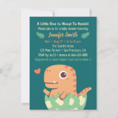 卵のベビーシャワーからかわいいオレンジの恐竜が孵化 招待状 (正面)