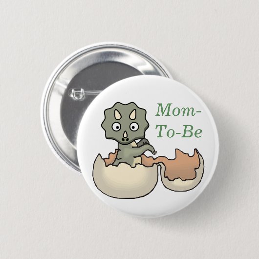 卵のベビーシャワーのお母さんPinボタンの恐竜 缶バッジ (正面&裏面)