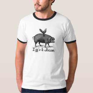 卵のベーコンのブタ Tシャツ