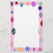 卵のボーダー平野のイースター明るく色彩の鮮やかな文房具 便箋 (正面)