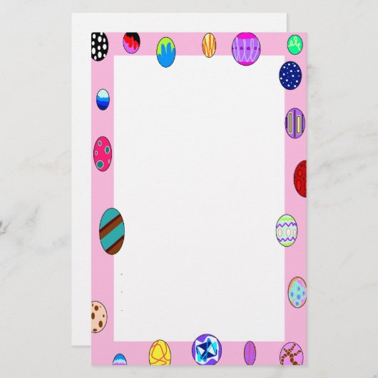 卵のボーダー平野のイースター明るく色彩の鮮やかな文房具 便箋 (正面/裏面)