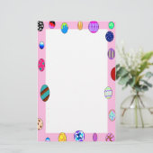 卵のボーダー平野のイースター明るく色彩の鮮やかな文房具 便箋 (スタンド正面)