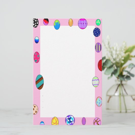 卵のボーダー平野のイースター明るく色彩の鮮やかな文房具 便箋 (スタンド正面)