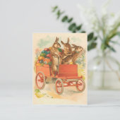 卵のヴィンテージイースターの3つのバニー シーズンポストカード (スタンド正面)