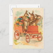 卵のヴィンテージイースターの3つのバニー シーズンポストカード (正面/裏面)