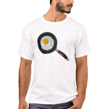 卵の上の明るい側面が付いているフライパン