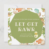 卵の中の可愛い恐竜の男の子シャワーの招待 招待状 (正面)