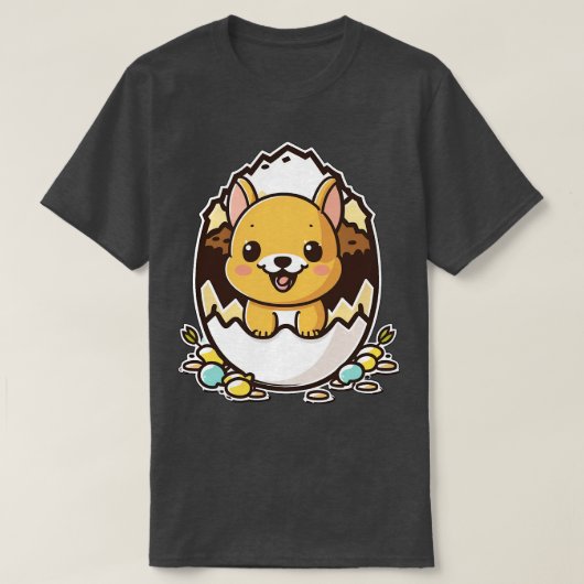 卵の中の犬かわいい Tシャツ (デザイン正面)