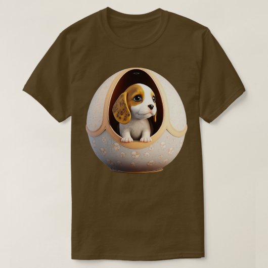 卵の中の犬 Tシャツ (デザイン正面)